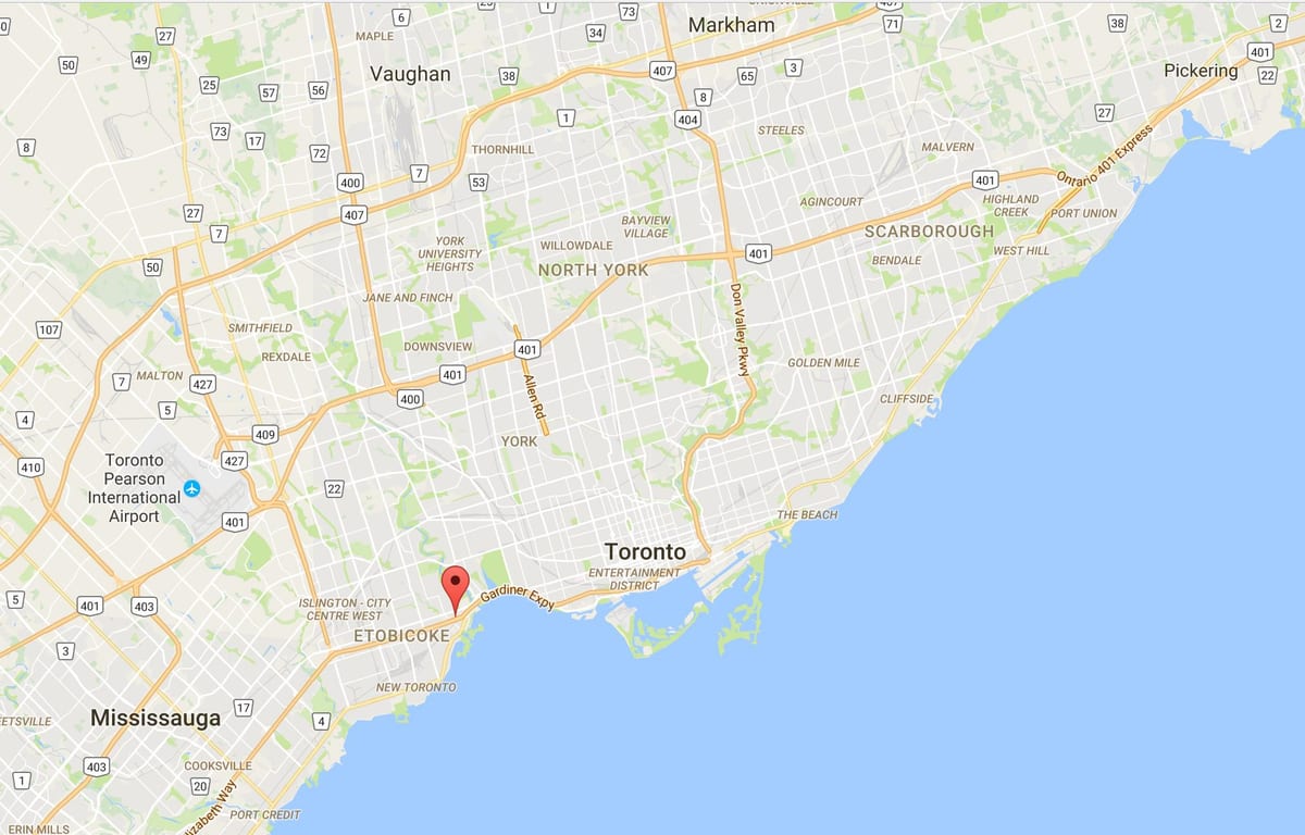 Harta Stonegate-Queensway district Toronto