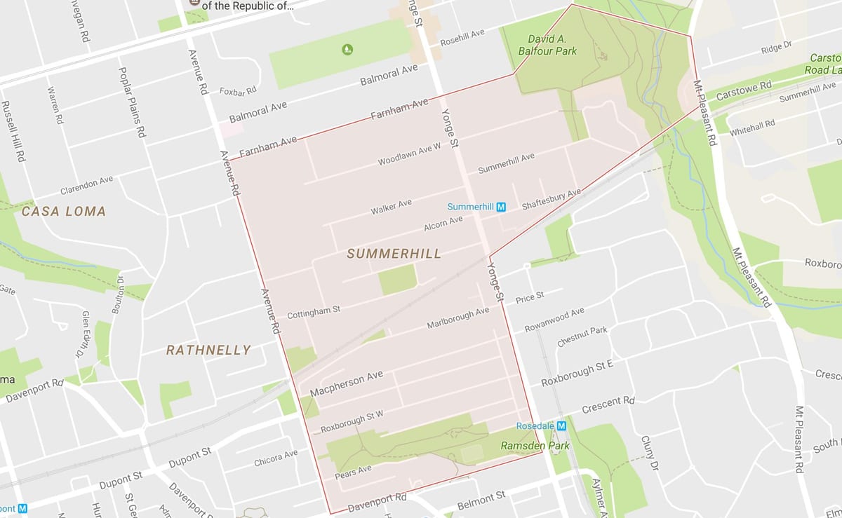 Harta Summerhill vecinătate Toronto