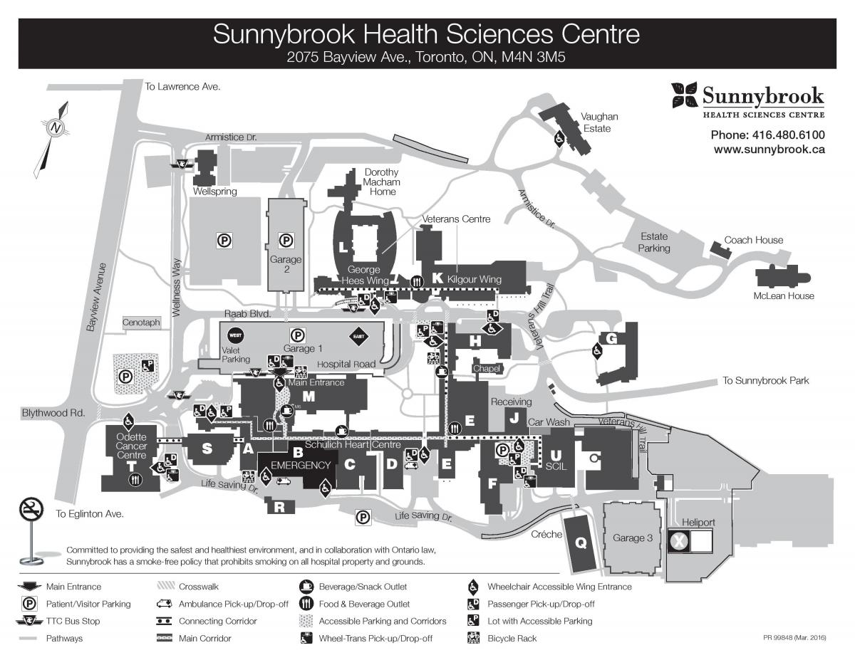 Harta Sunnybrook Health sciences centre - SHSC