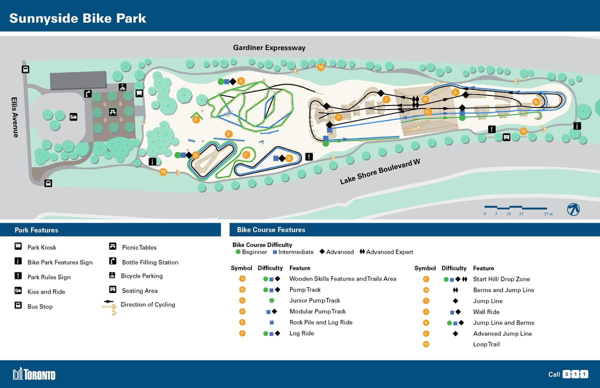 Harta Sunnyside Bike Park Toronto
