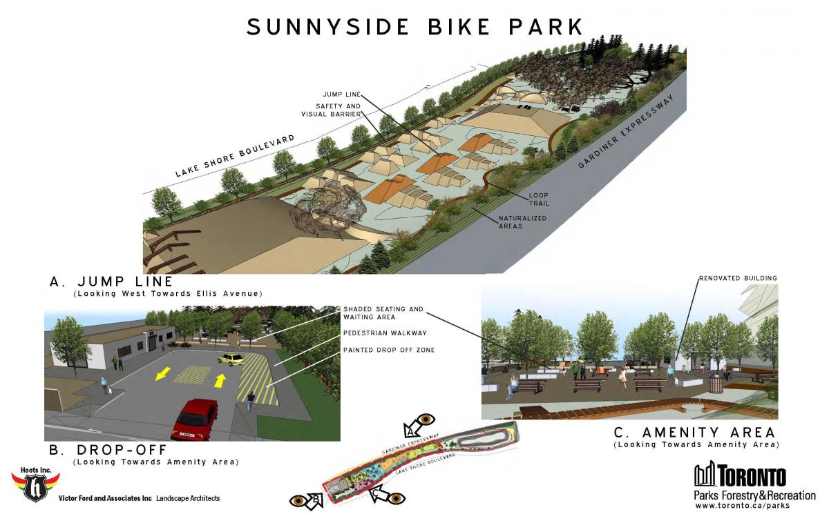 Harta Sunnyside bike park Toronto jump linie