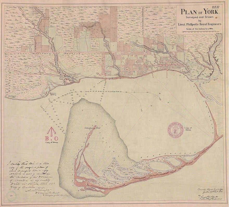 Harta de teren de York, Toronto 1787-1884