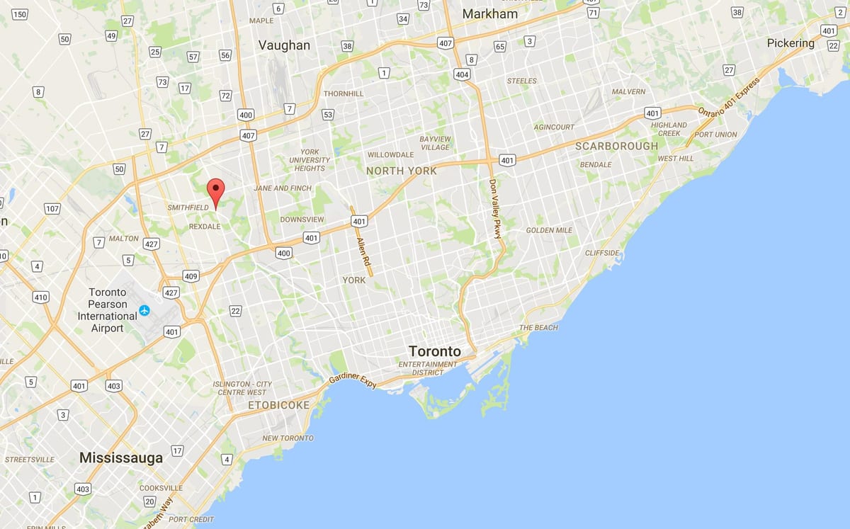 Harta Thistletown district Toronto