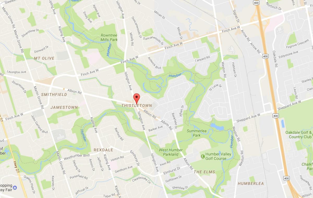 Harta Thistletownneighbourhood vecinătate Toronto