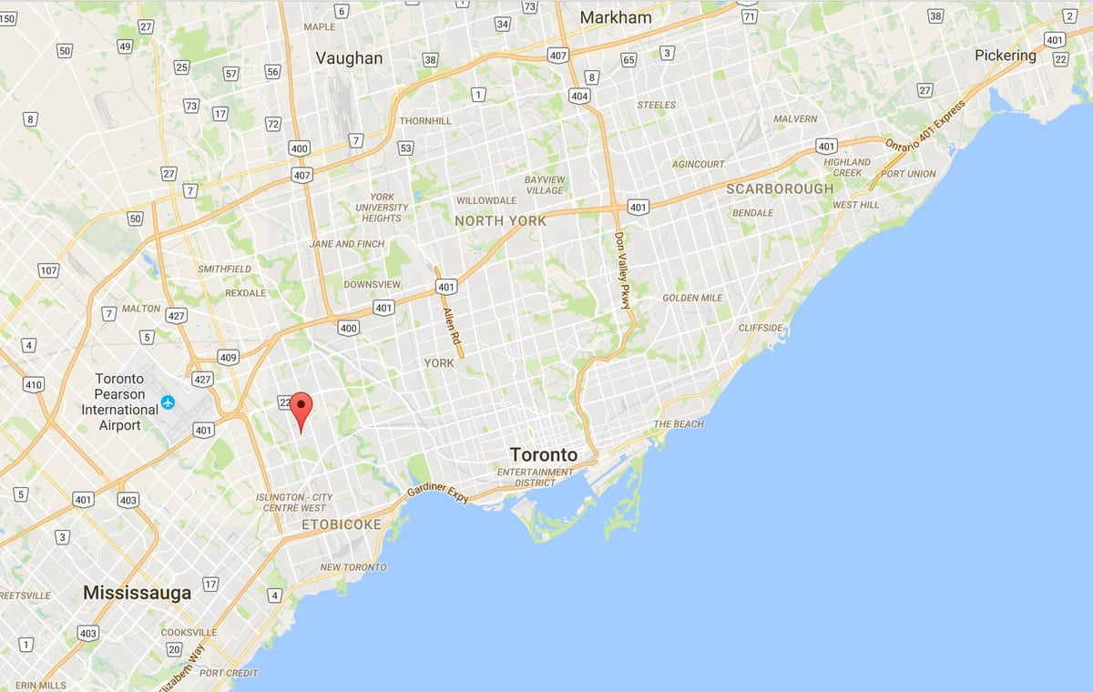 Harta Thorncrest Satul districtul Toronto