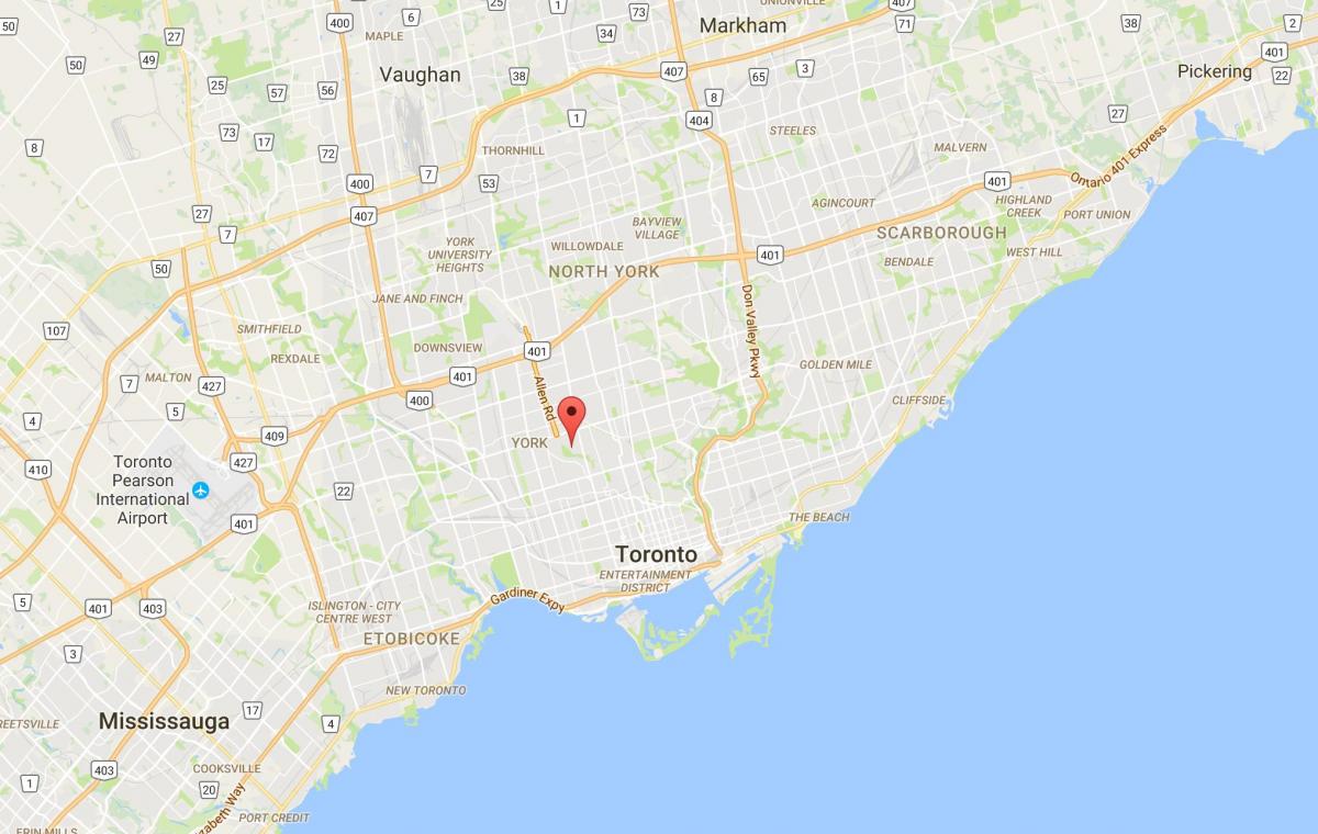 Harta Tichester district Toronto