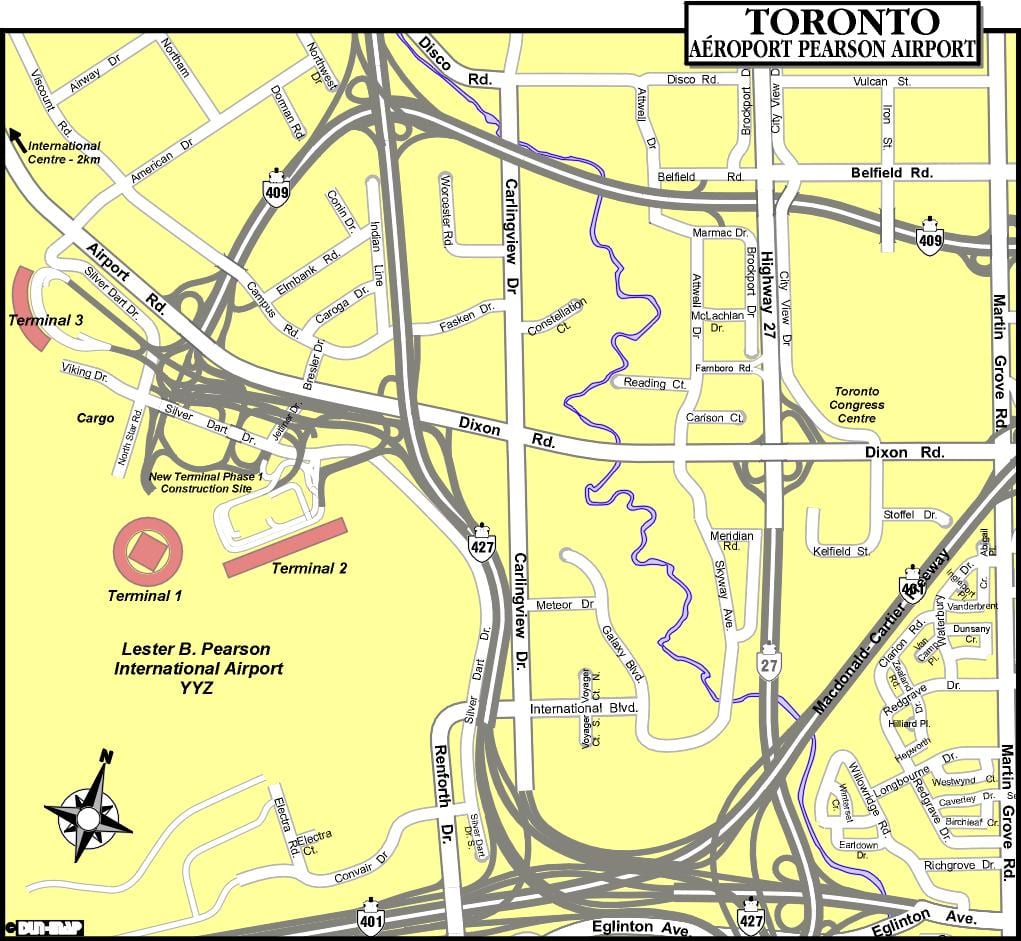 Harta aeroporturile din Toronto