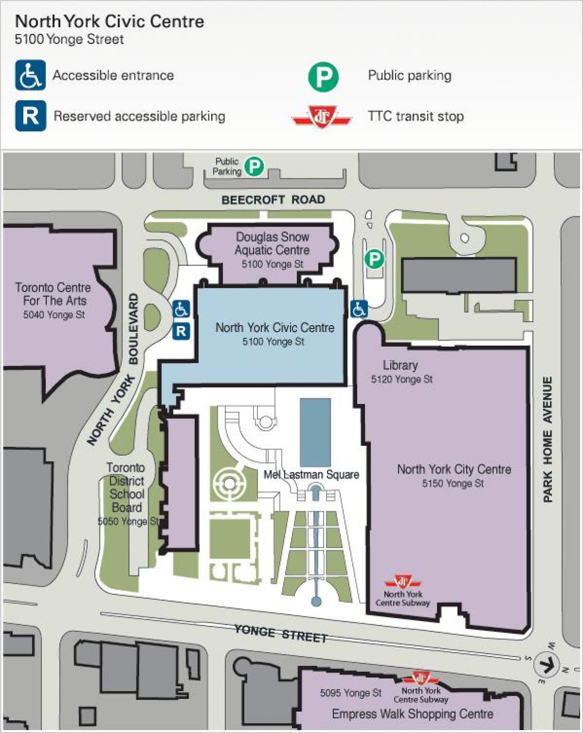 Harta din Toronto, Centrul pentru Arte parcare