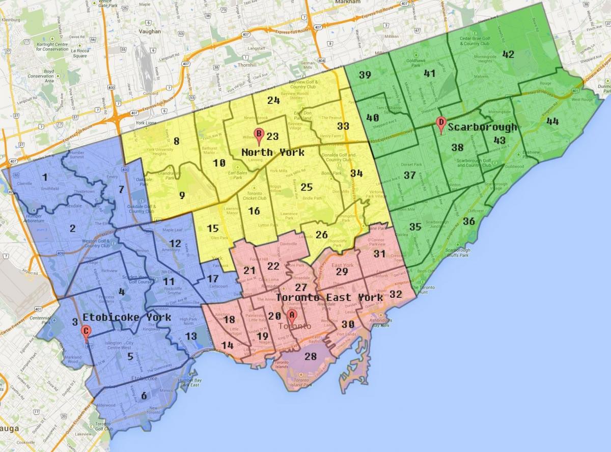Hartă a Orașului Toronto Limita