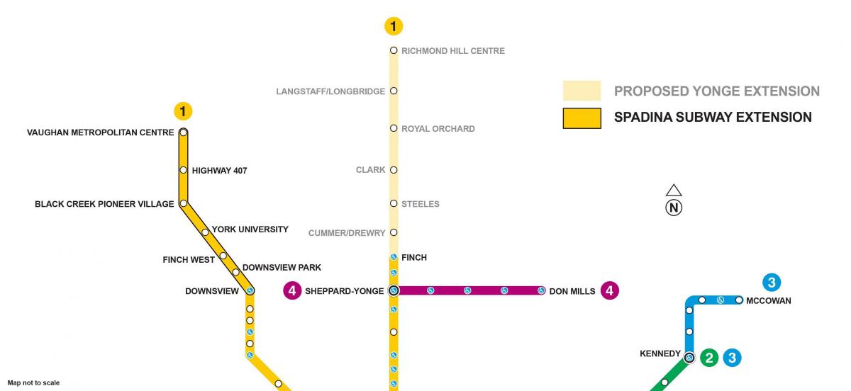 Hartă de metrou Toronto extensie