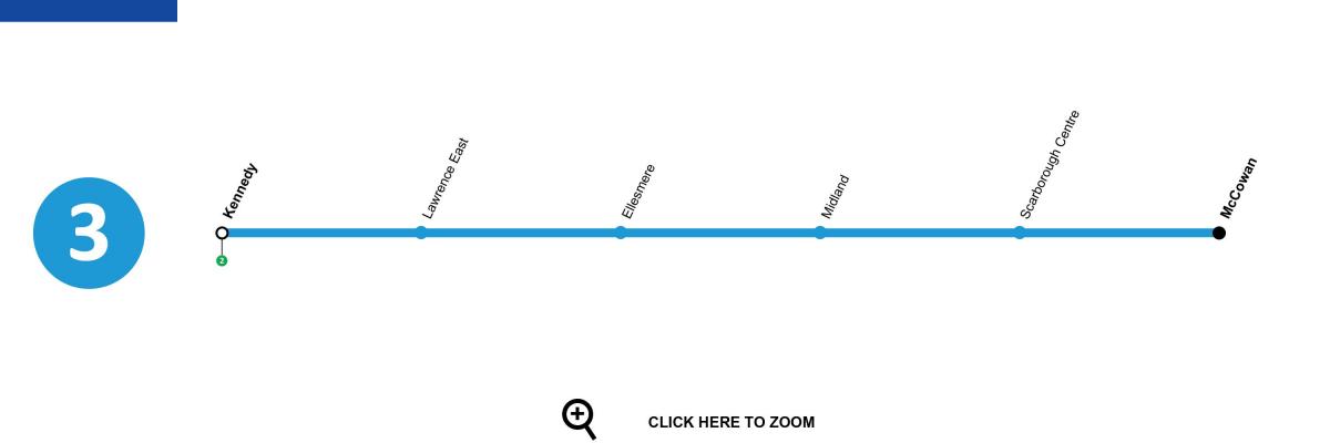 Harta Toronto linia de metrou 3 Scarborough RT