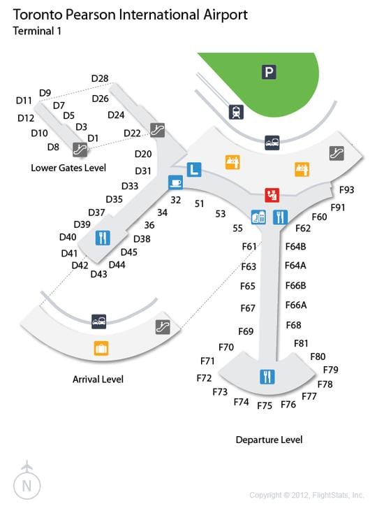Harta Toronto Pearson international airport terminal 1