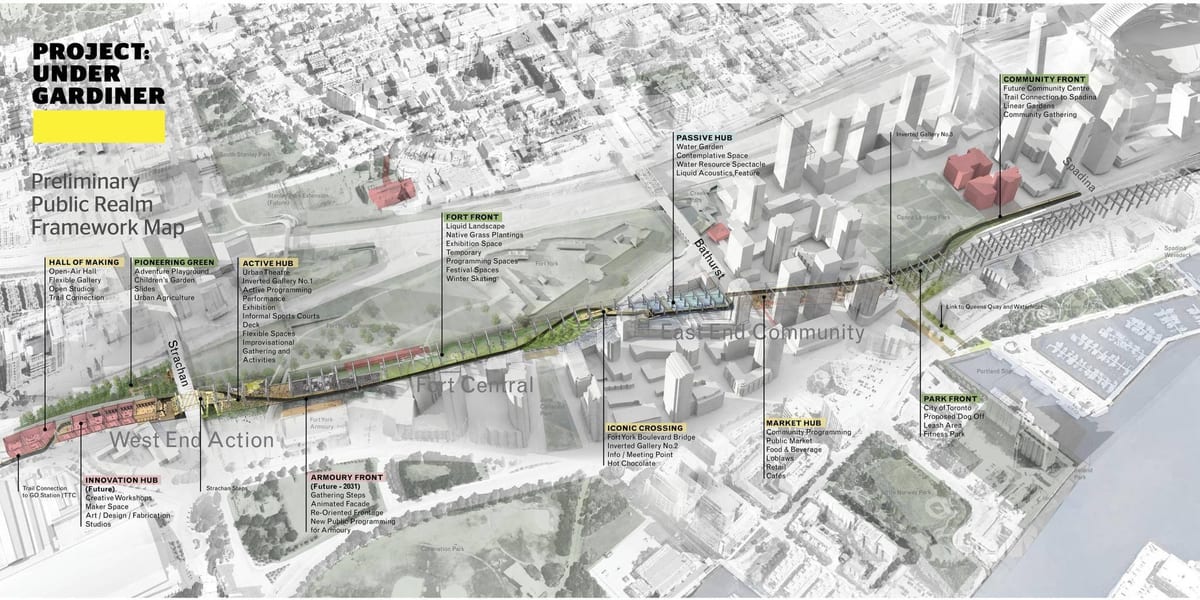 Harta Toronto proiect sub gardiner