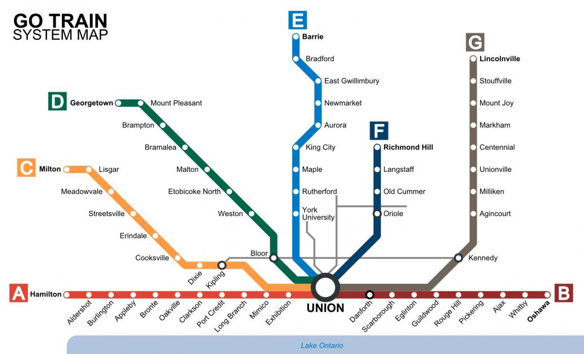 Harta Toronto trenurile Merg de Tranzit