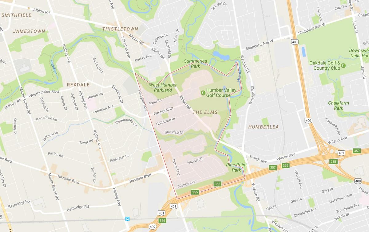 Harta Ulmi vecinătate Toronto