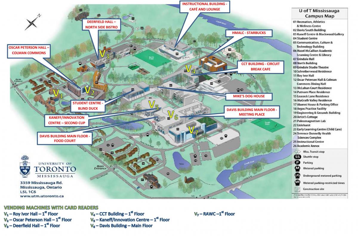 Harta de la universitatea din Toronto Mississauga campus servicii de alimentare