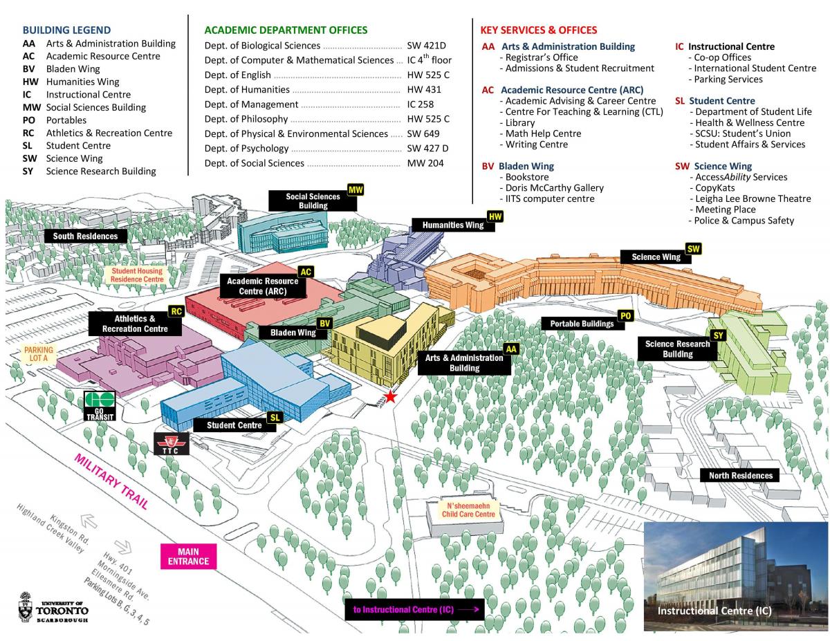 Harta de la universitatea din Toronto Scarborough campus