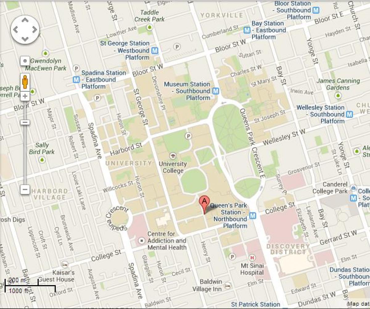Harta de la universitatea din Toronto St George