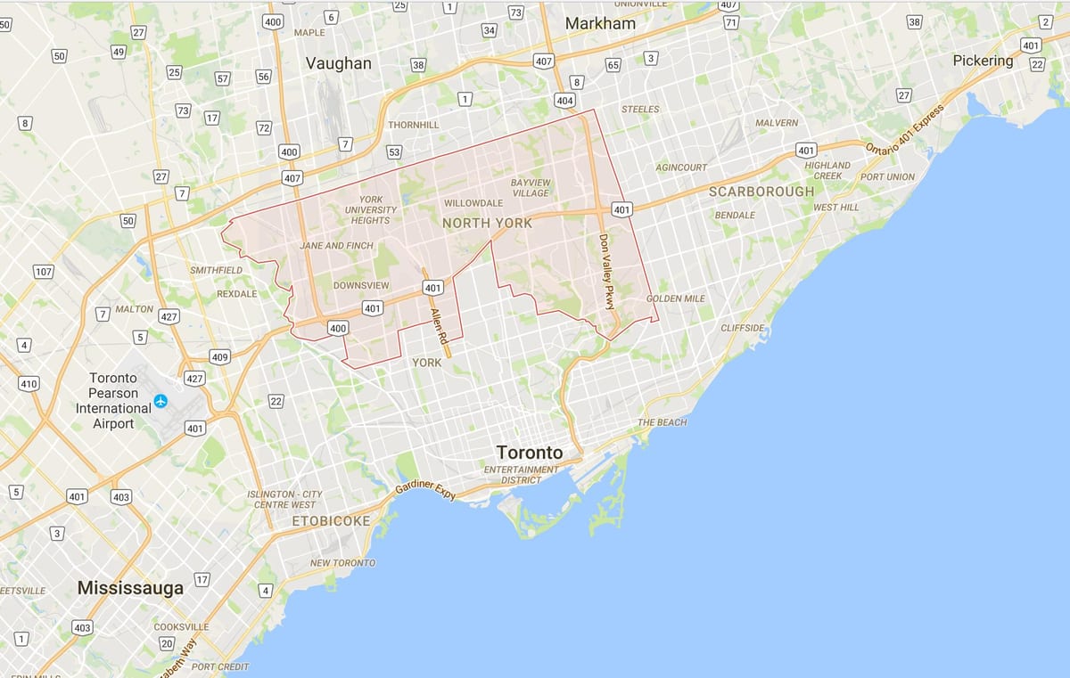 Harta de Centru Toronto Toronto district