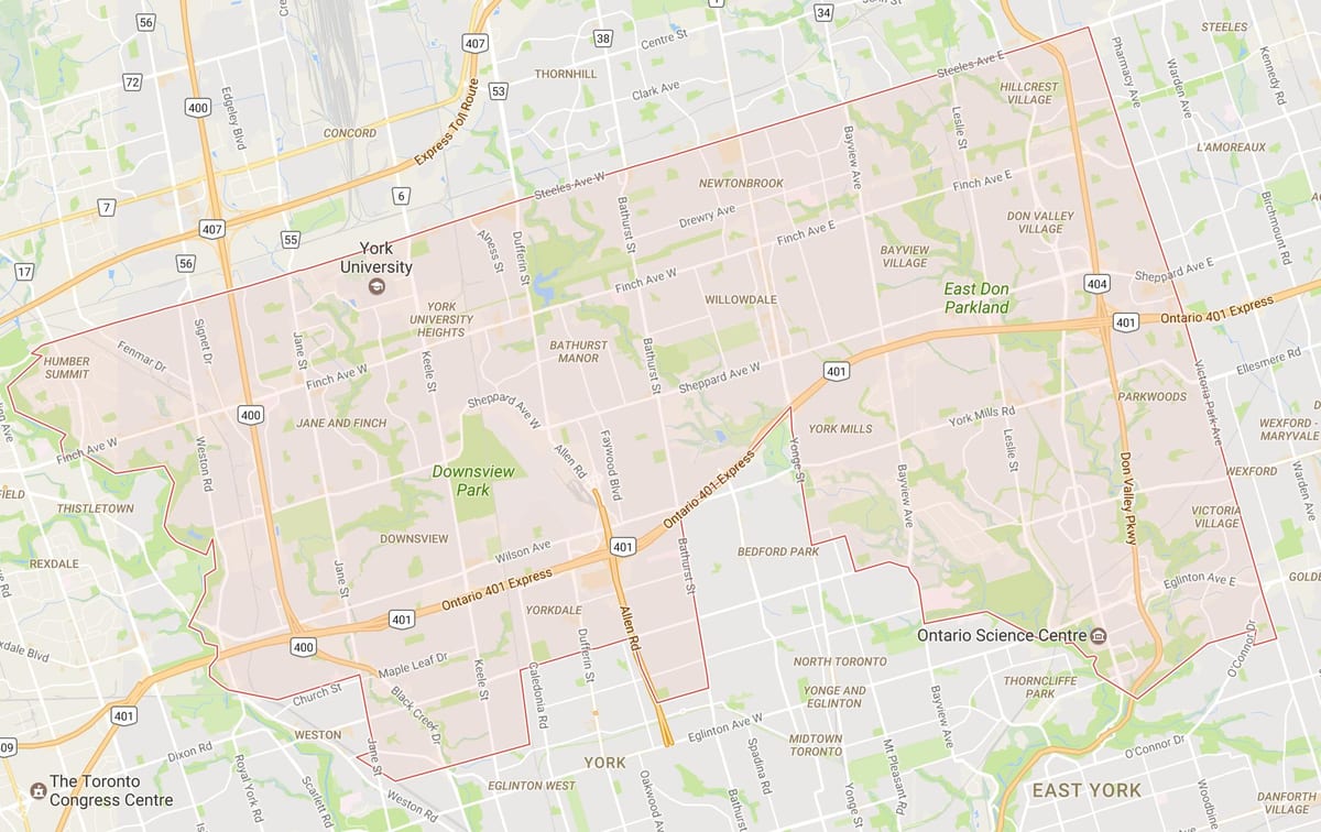 Harta de Centru Toronto vecinătate Toronto