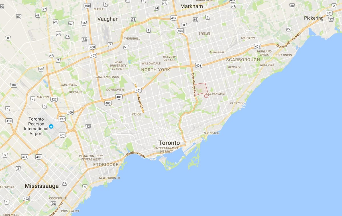 Hartă a Satului Victoria district Toronto