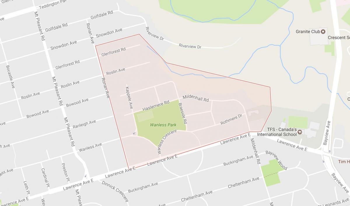 Harta Wanless Parc de cartier Toronto