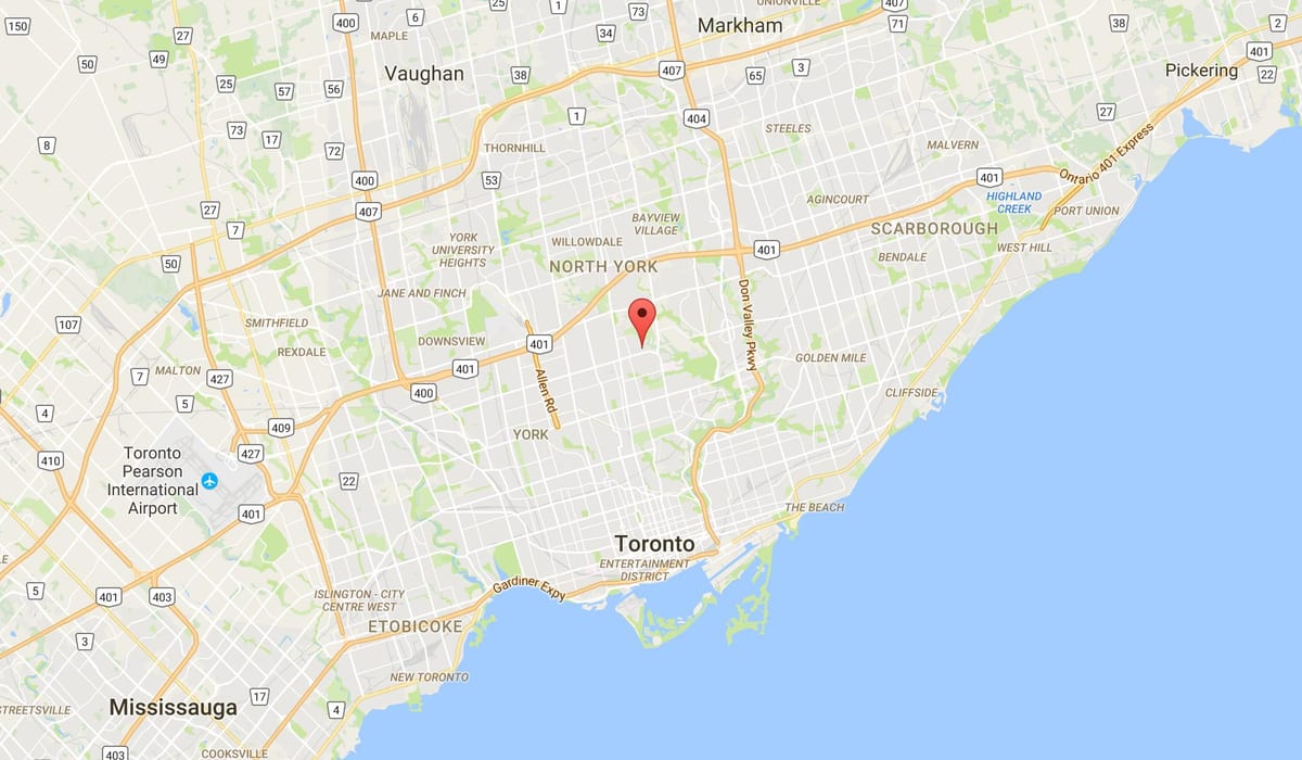 Harta Wanless Park district Toronto