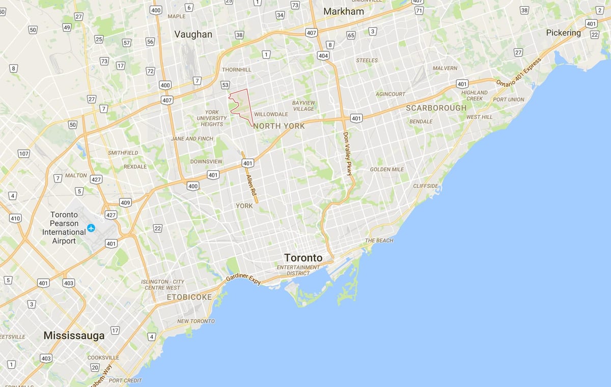 Harta de Westminster–Branson district Toronto