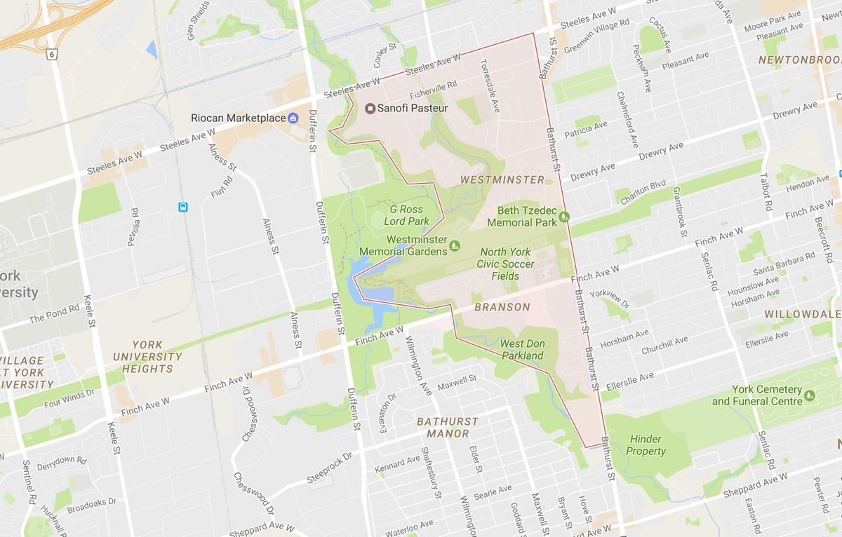 Harta de Westminster–Branson vecinătate Toronto