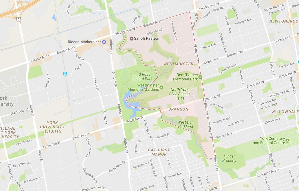Harta de Westminster–Branson vecinătate Toronto