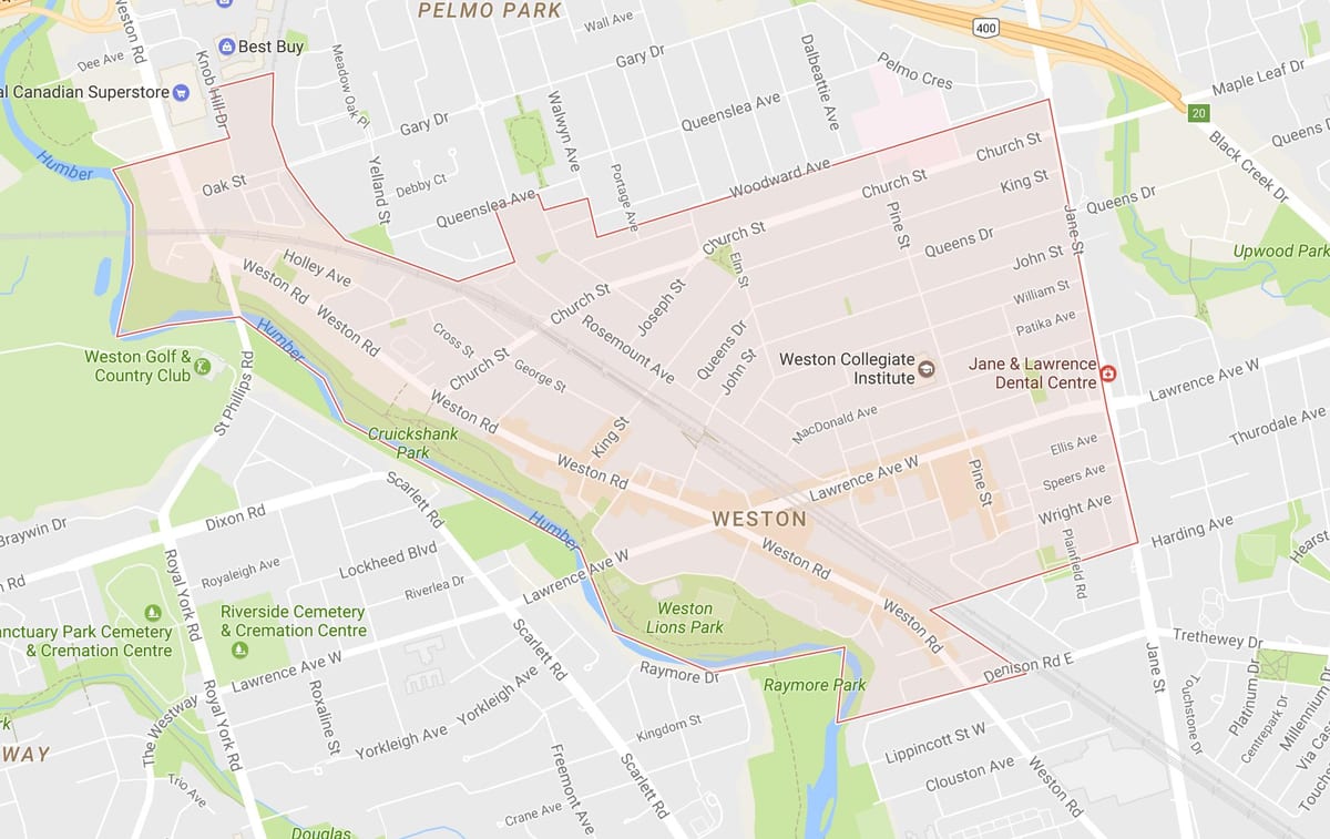 Harta Weston vecinătate Toronto