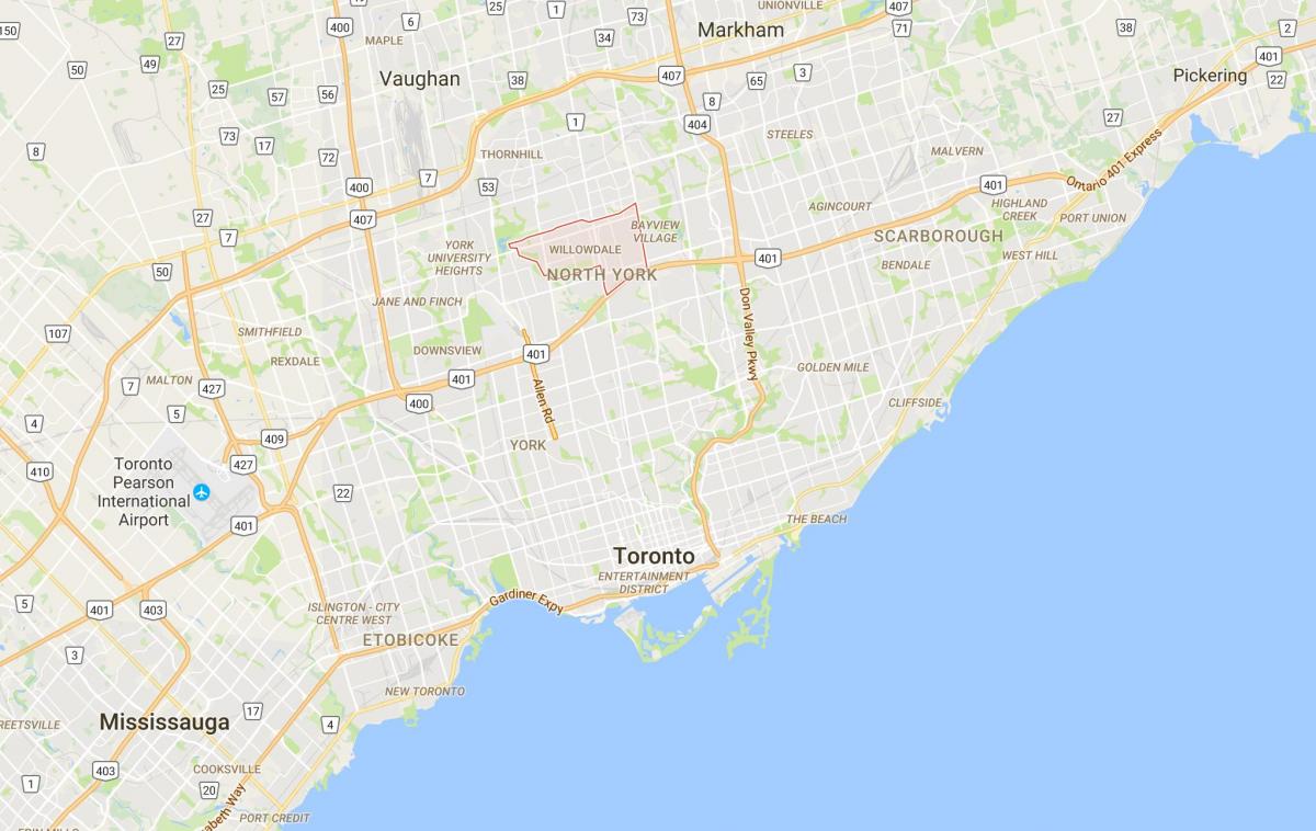 Harta Willowdale district Toronto
