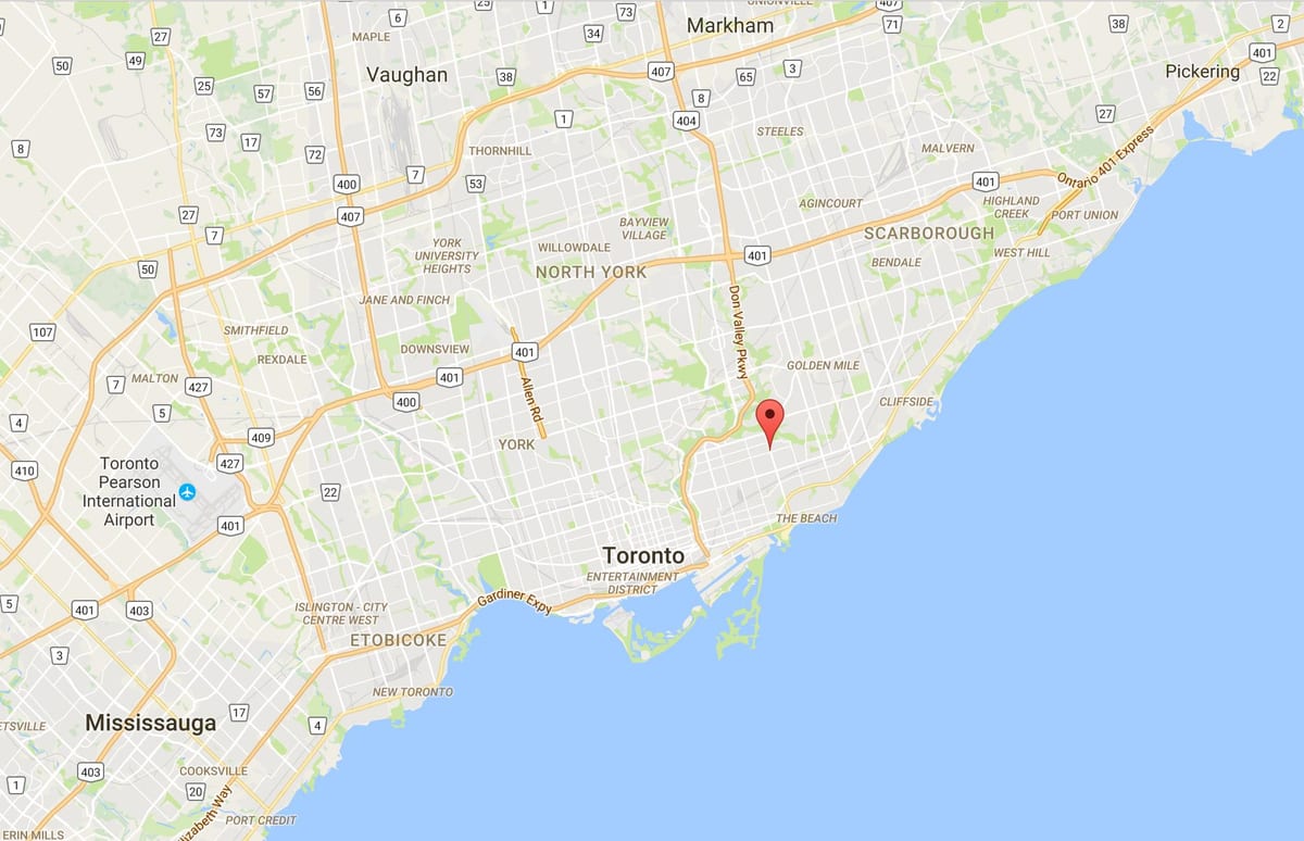 Harta Woodbine Heightsdistrict Toronto