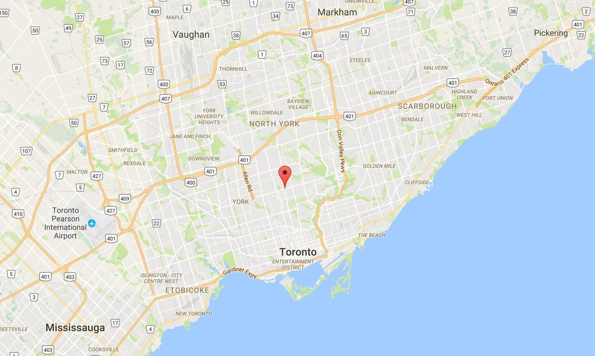 Harta Yonge și Eglinton district Toronto