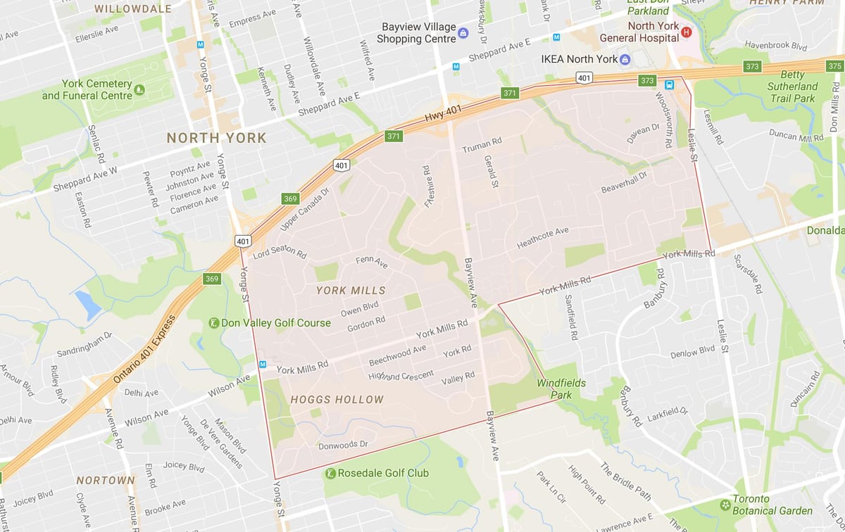 Harta York Mills vecinătate Toronto