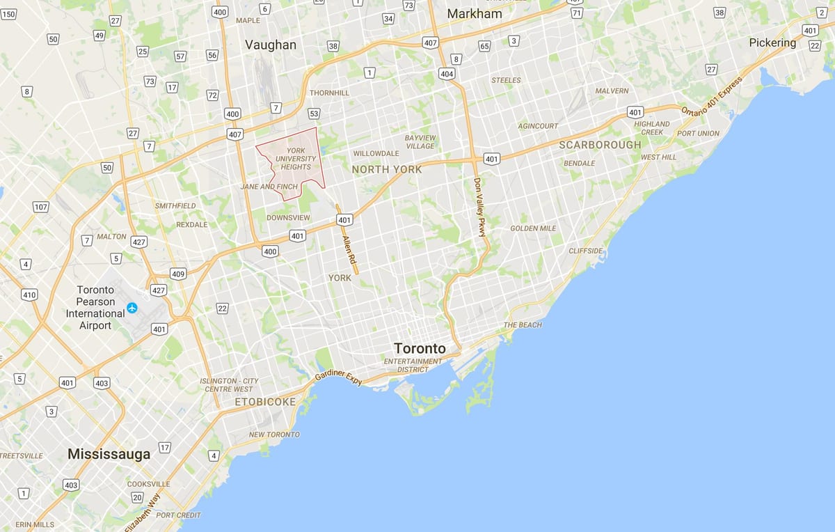 Harta York University Heights district Toronto