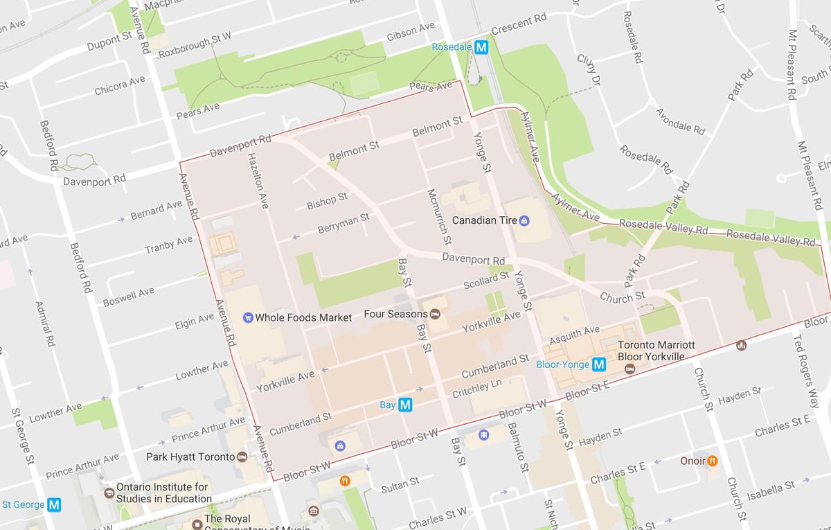 Harta Yorkville vecinătate Toronto
