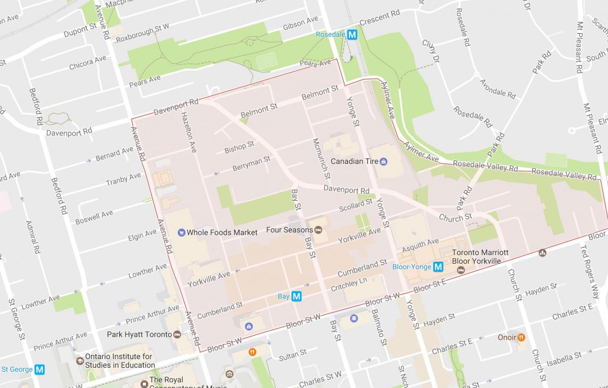 Harta Yorkville vecinătate Toronto