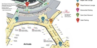 Harta Toronto Pearson international airport terminal sosiri