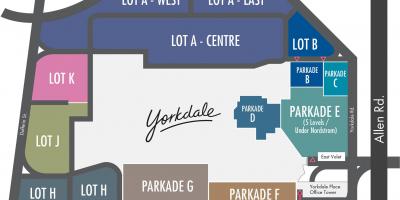 Harta de Centrul Comercial Yorkdale parcare