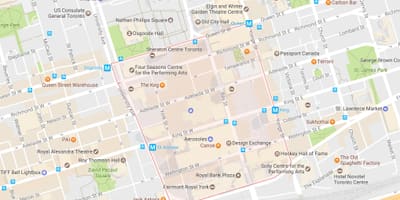 Harta Districtului Financiar de vecinătate Toronto