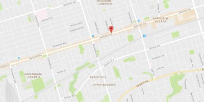 Harta de Est Danforth vecinătate Toronto