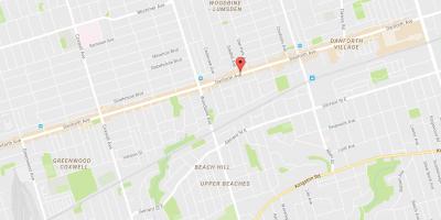 Harta de Est Danforth vecinătate Toronto