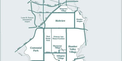 Harta Etobicoke vecinătate Toronto