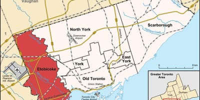 Harta Etobicoke district Toronto