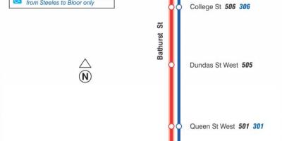Hartă a liniei de tramvai 511 Bathurst
