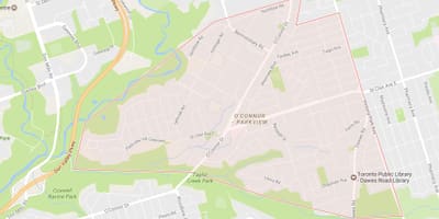 Harta de O ' Connor–Parkview vecinătate Toronto