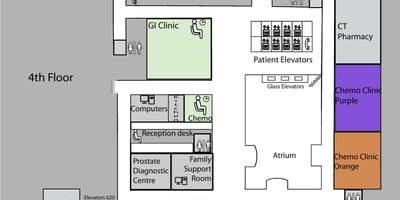 Harta Prințesa Margaret de Cancer Centre Toronto etajul 4