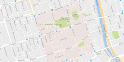 Harta de Regent Park vecinătate Toronto