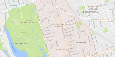 Harta de la Roncesvalles vecinătate Toronto